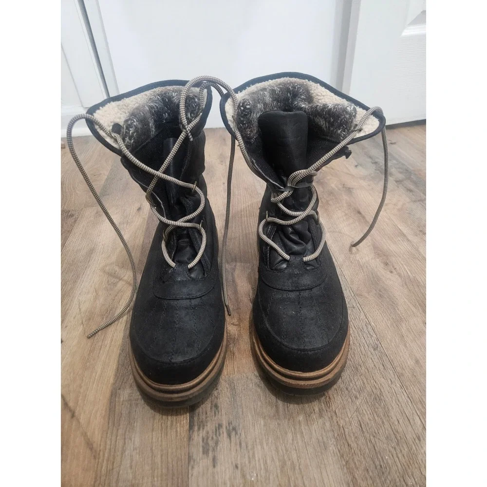 Dansko Women Natalie Black Lace Up Winter‎ Snow Boots Faux Fur Lined Size 11M